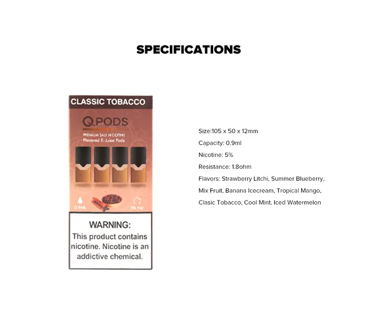 QPODS Salt Nic Oil Cartridge QPODS Salt